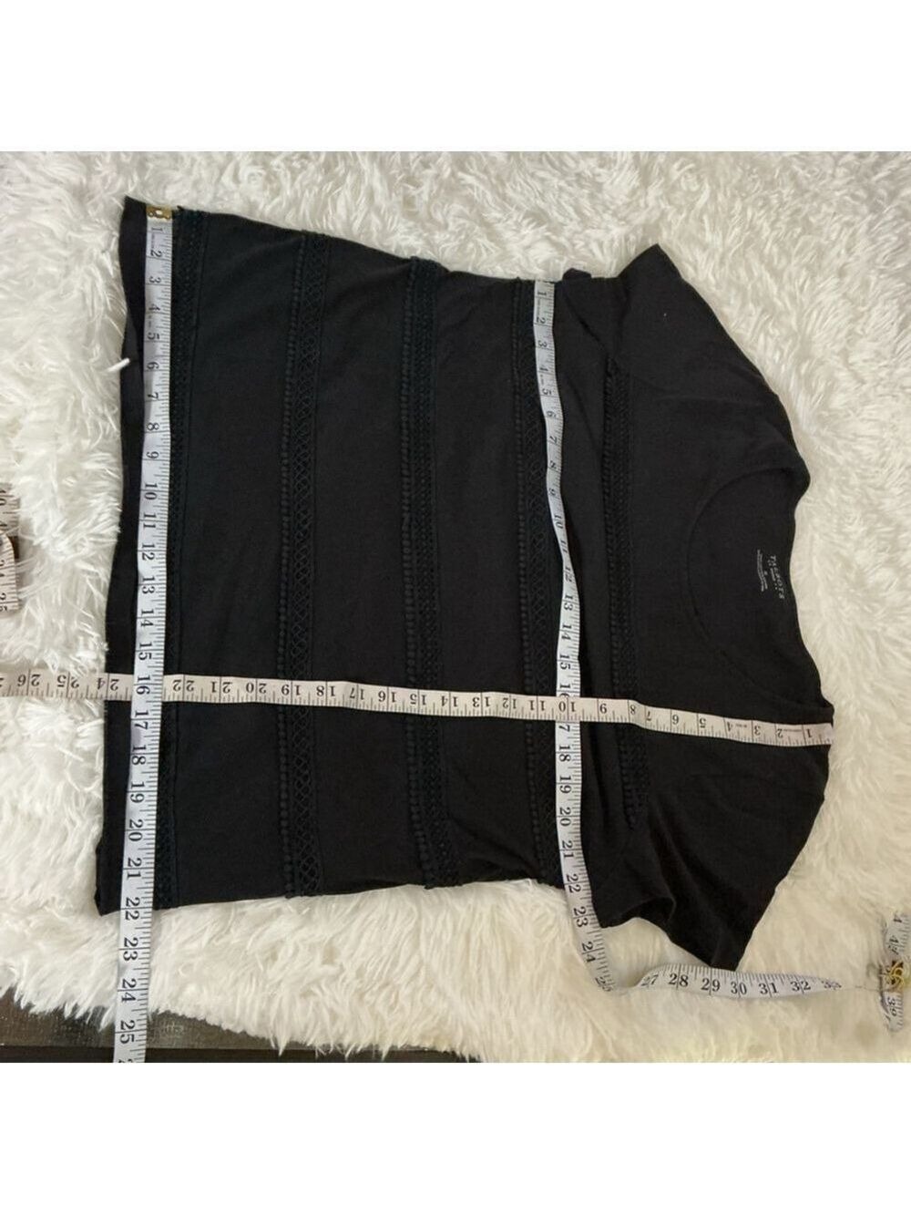 Women's Talbots Black Short Sleeve Tee with Lace Trim - Plus 1X - Picture 5 of 11